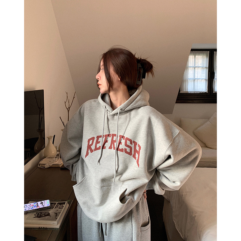 Korean style small crowd casual couple hoodies women's ins lazy wind design coat 
