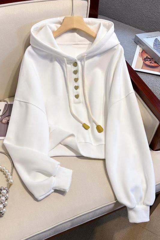 Autumn and winter new Korean style hooded loose versatile bat shirt solid color small fresh sweatshirt women's top