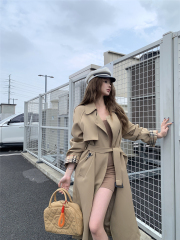 Real shot!  Once Upon a Time in London Plaid Splicing Windbreaker Jacket Women's Small Medium Long Korean Style New Autumn