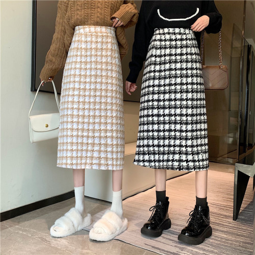 Plus size fat girl winter Korean style high waist thickened A-line skirt versatile woolen skirt for women