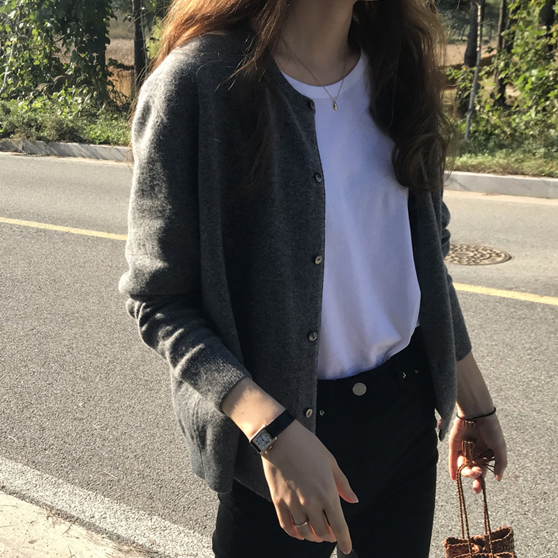 New autumn sweater women's coat loose and versatile spring and autumn outer wear short knitted cardigan