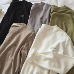 Official picture, actual price, autumn and winter round neck German velvet women's top, double-sided brushed embroidery, back strip