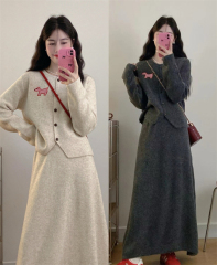 Large size autumn new fat MM fashion versatile temperament sweater suit fashionable lazy loose soft waxy suit