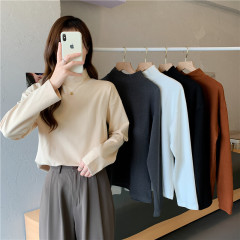 Large size German velvet solid color high collar high elastic bottoming shirt versatile top in autumn and winter
