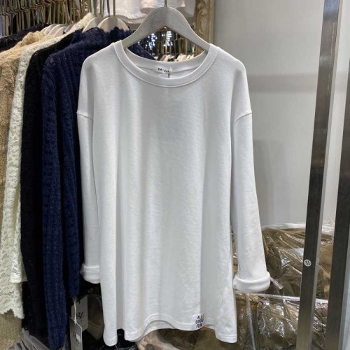 White velvet thickened autumn and winter new Korean style loose and simple inner warm base layer long-sleeved T-shirt for women