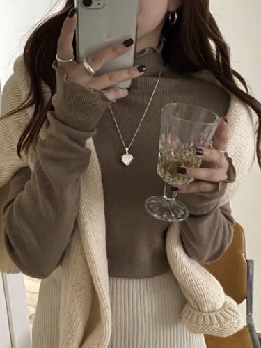 Fungus half turtleneck sweater for women, spring and autumn new style, Korean style, slim-fitting, bottoming shirt, trendy top