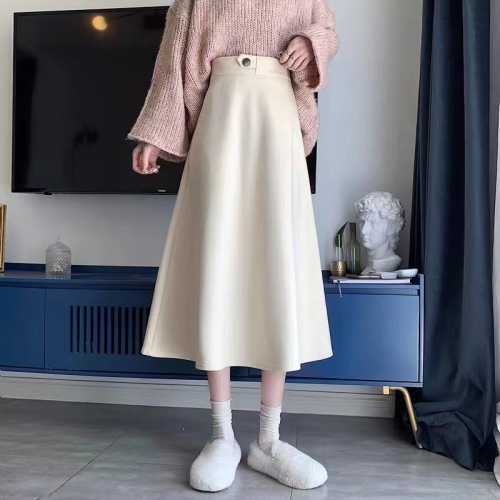 Drapey high-waisted skirt for women in autumn and winter new style black retro a-line skirt small mid-length large swing umbrella skirt