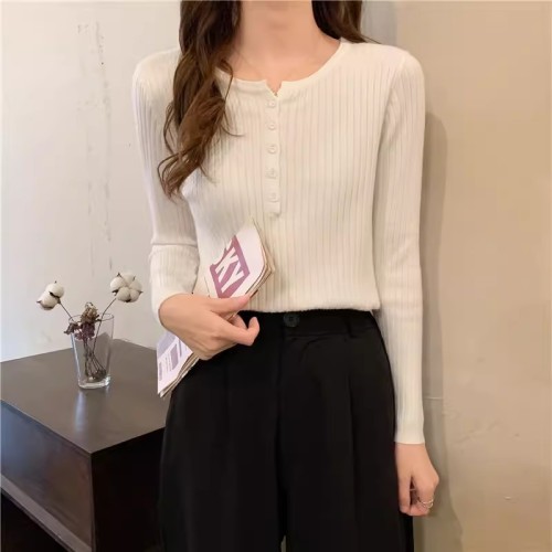 New spring and autumn slim-fitting long-sleeved knitted sweaters, autumn and winter fashionable sweaters for women, bottoming shirts