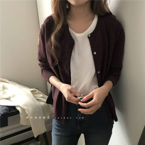 New autumn sweater women's coat loose and versatile spring and autumn outer wear short knitted cardigan