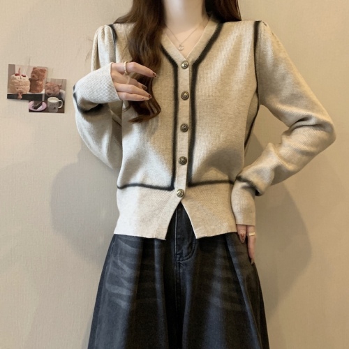 Large size small fragrant style sweater knitted cardigan for women New Year Christmas red autumn and winter high-end top jacket