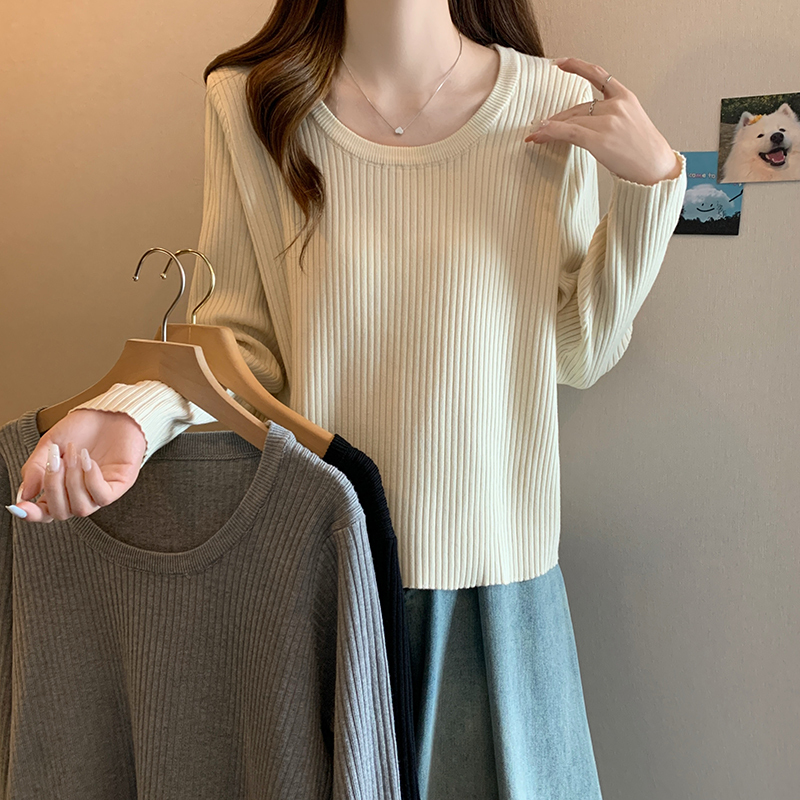 Plus size women's autumn and winter new fashion style versatile loose fat MM sweater knitted bottoming shirt
