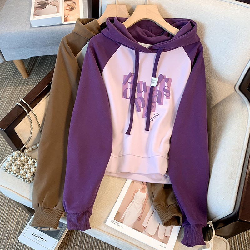 Hooded sweatshirt for women 2024 autumn and winter new hot style American retro printed letter long-sleeved top