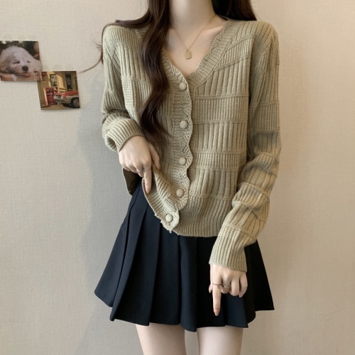 Xiaoxiangfeng knitted cardigan sweater for women spring and autumn new large size fat girl slimming high-end design top