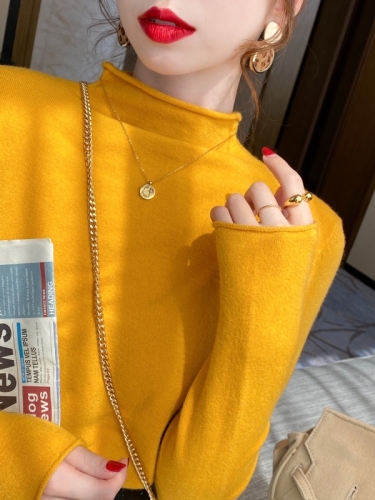 Half turtleneck bottoming shirt for women, autumn and winter inner sweater, new spring and autumn versatile outer wear, loose knitted top, thin