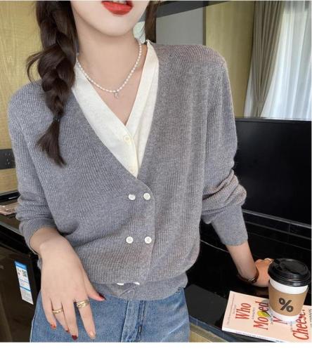 Early autumn new popular v-neck sweater bottoming shirt with autumn and winter long sleeves