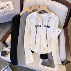 Autumn new style fat mm fashionable and versatile slim casual style printed long-sleeved T-shirt top