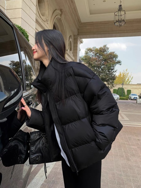 Black Short White Duck Down Jacket Women's Autumn and Winter Thickened Casual Loose Bread Jacket