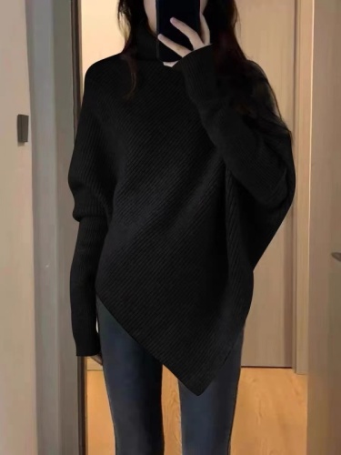Thick Half-Sleeve Sweater for Women, Autumn/Winter Korean Style Fashion, Gentle and Soft, Slouchy Style, Cloudy Soft Outerwear Top