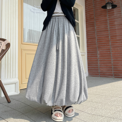 Glutinous Rice Bud Skirt Women's Autumn High Waist Slim Mid-Length Lantern Umbrella Skirt A-Line Cloud Puff Skirt