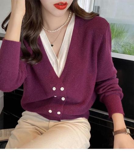 Early autumn new popular v-neck sweater bottoming shirt with autumn and winter long sleeves