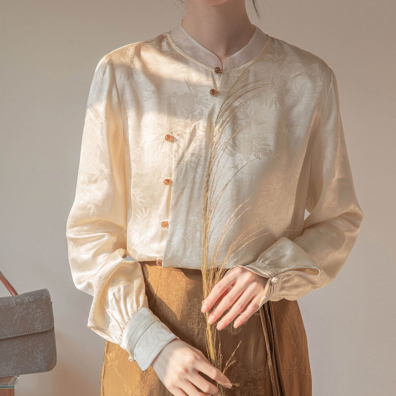 2024 New New Chinese Style Long Sleeve Top Women's Light National Style Shirt