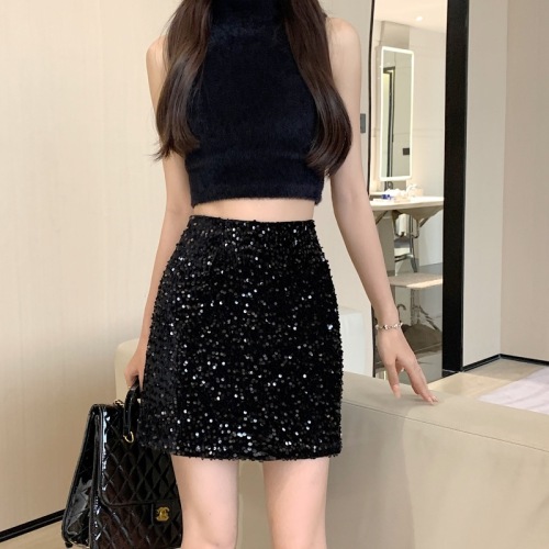 New style short skirt, stylish bling sequin skirt, slim and fashionable skirt for women