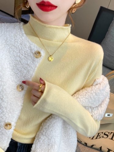 Half turtleneck bottoming shirt for women, autumn and winter inner sweater, new spring and autumn versatile outer wear, loose knitted top, thin