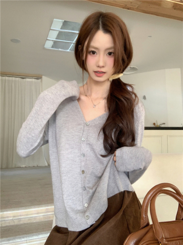 Actual shot ~ Spring, autumn and winter sweet, gentle and warm sun protection shirt, long-sleeved cardigan, core-spun yarn knitted sweater for women to wear outside