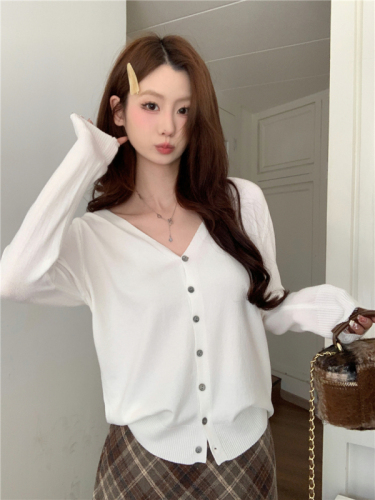 Actual shot ~ Spring, autumn and winter sweet, gentle and warm sun protection shirt, long-sleeved cardigan, core-spun yarn knitted sweater for women to wear outside