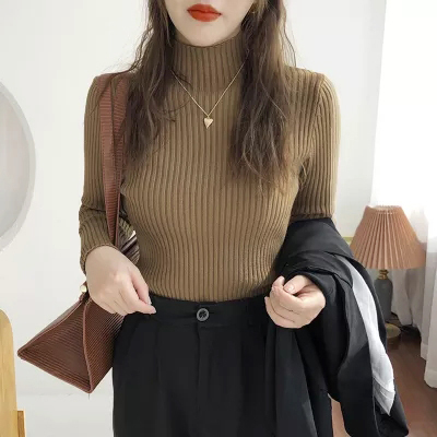 Thickened half-turtleneck sweater bottoming shirt for women, new inner top, versatile and slimming