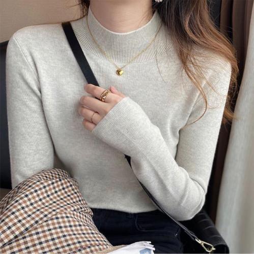 Knitted sweater for women, spring and autumn half turtleneck bottoming shirt with autumn and winter style sweater new top