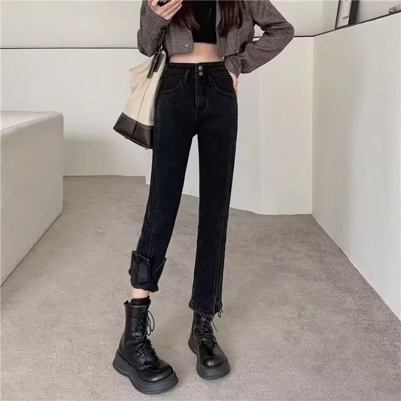 Jeans women's slimming internet celebrity casual loose straight leg mopping pants