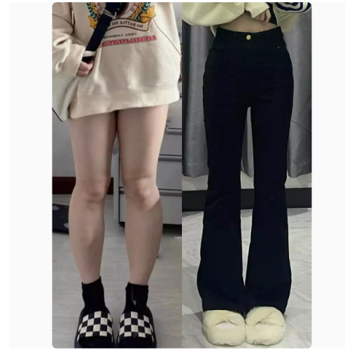 Black bootcut jeans for women, spring and autumn new style, pear-shaped, stretchy, slimming, hip-covering, horseshoe-flared pants