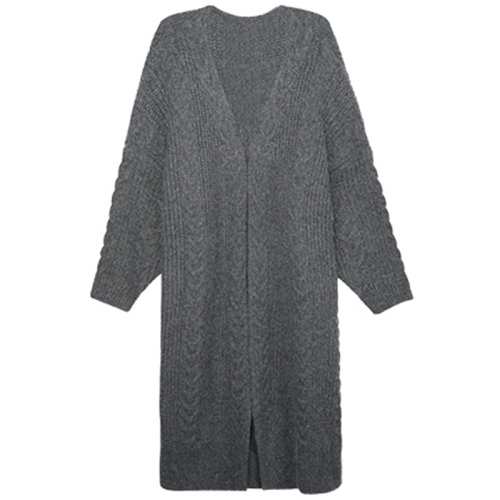 Solid color mid-length twist sweater jacket for women in autumn and winter new Korean style loose lazy style thickened knitted cardigan