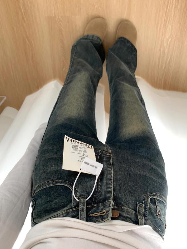 Distressed micro-flared jeans for women in summer new style high-waisted elastic tight-fitting slim straight flared pants trendy