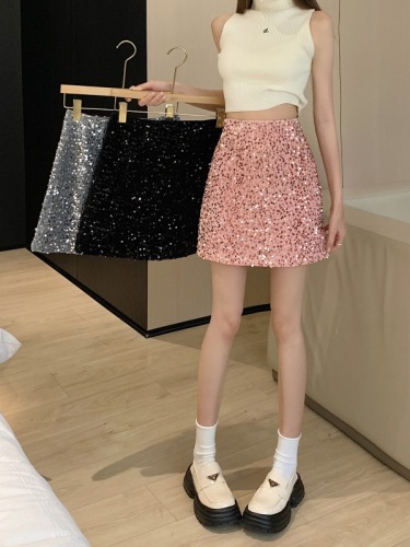 New style short skirt, stylish bling sequin skirt, slim and fashionable skirt for women