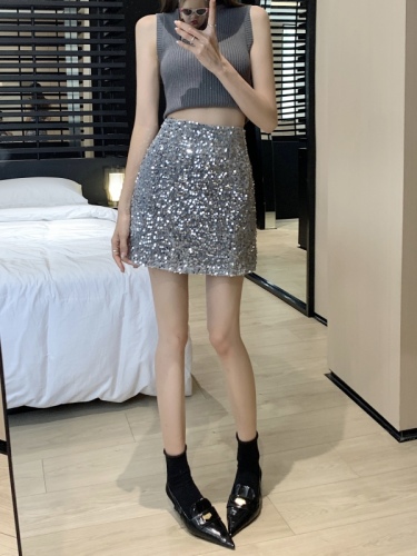 New style short skirt, stylish bling sequin skirt, slim and fashionable skirt for women