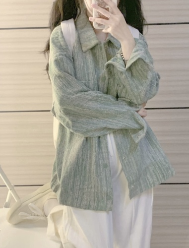 American style small fragrance style tie-dye green jacket for women spring and autumn new style lazy style retro loose top trendy