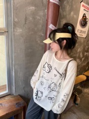Early autumn new Korean style cartoon print loose long-sleeved T-shirt