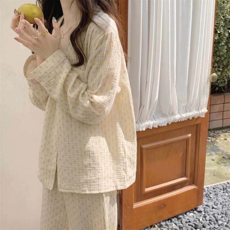 Korean style cotton sweet tulip ins soft long-sleeved pajamas home wear set autumn new style