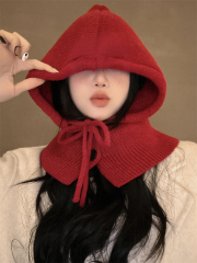 Real shot!  Balaclava, warm, ear-protecting, face-showing, small, big, head circumference, knitted woolen hat