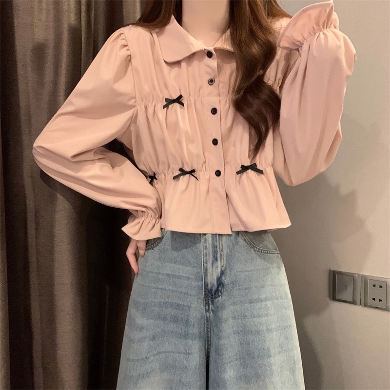 New Korean style design bow shirt tops for women