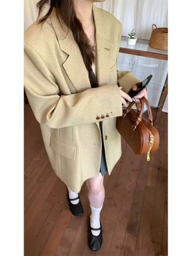 Zurich early autumn variegated gun lapel silhouette blazer women's autumn casual shoulder pad suit top