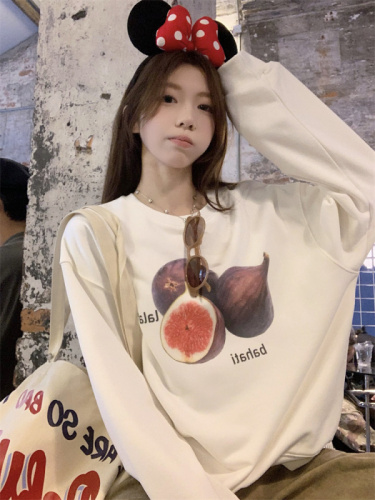 Large collection of sweatshirts, American niche prints, loose pullover sweatshirts for women, autumn lazy casual long sleeves