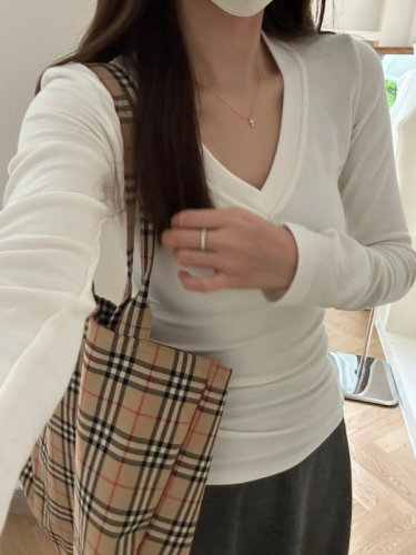 1*1 Threaded Velvet V-neck Underwear for Women's Autumn and Winter Slimming Body Shaping Inner Wear for Hot Girls 