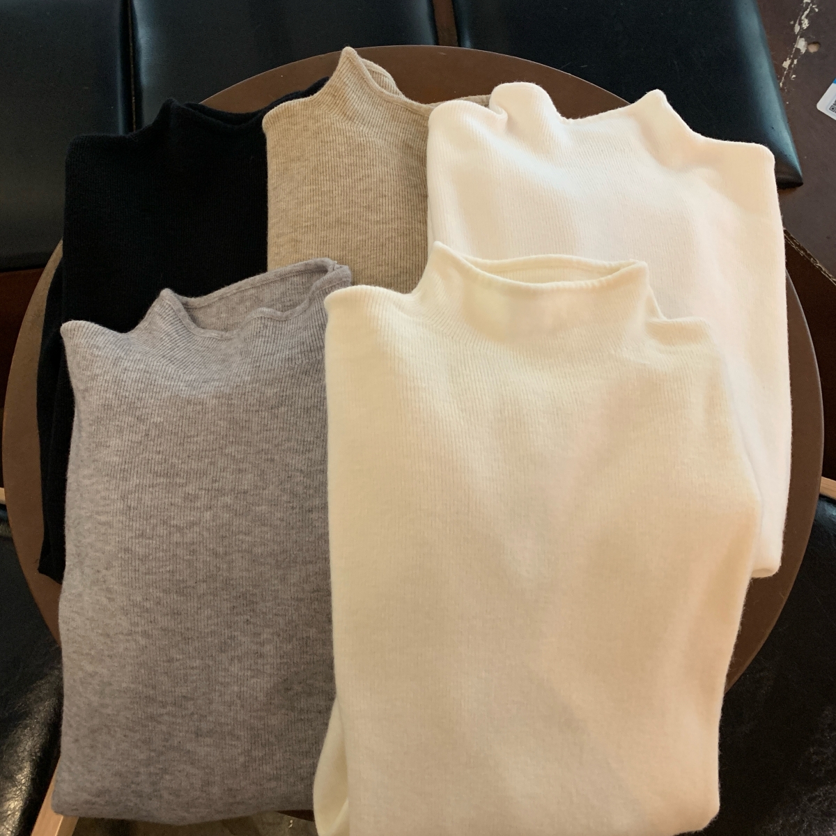 Real shooting autumn and winter Korean version of pure color half high neck innerwear Andy velvet versatile knitted bottom shirt women's sweater 