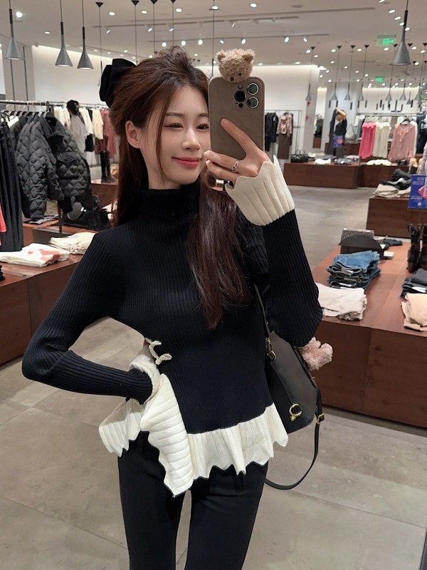 New Chinese design retro knitwear autumn and winter turtleneck slimming bottoming top