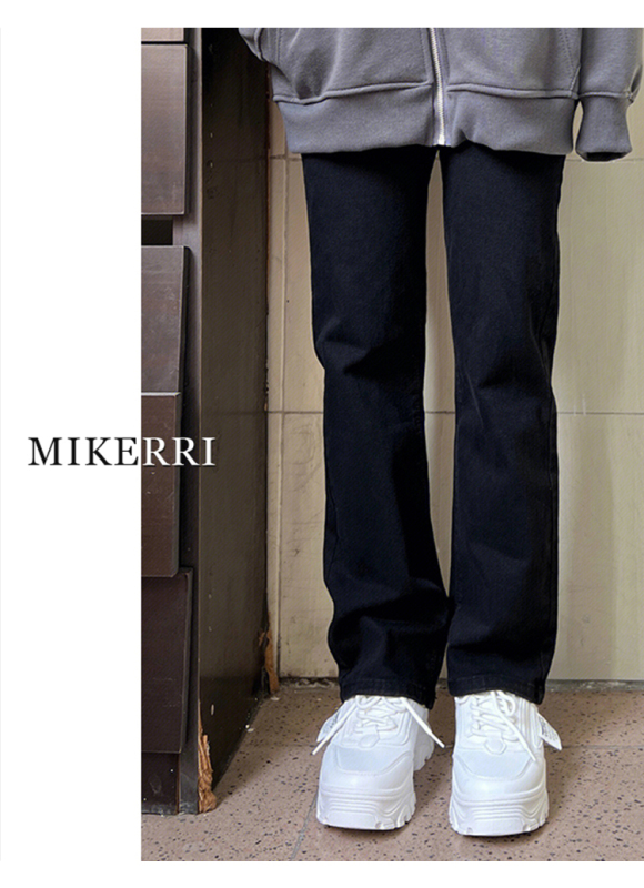 Black straight-leg jeans for women, spring and autumn new style, loose, slim, pear-shaped body, narrow wide-leg pants
