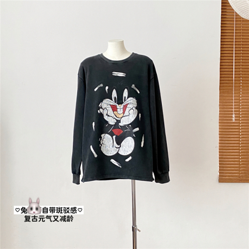 American style lazy pullover printed sweatshirt for women autumn loose casual long-sleeved top