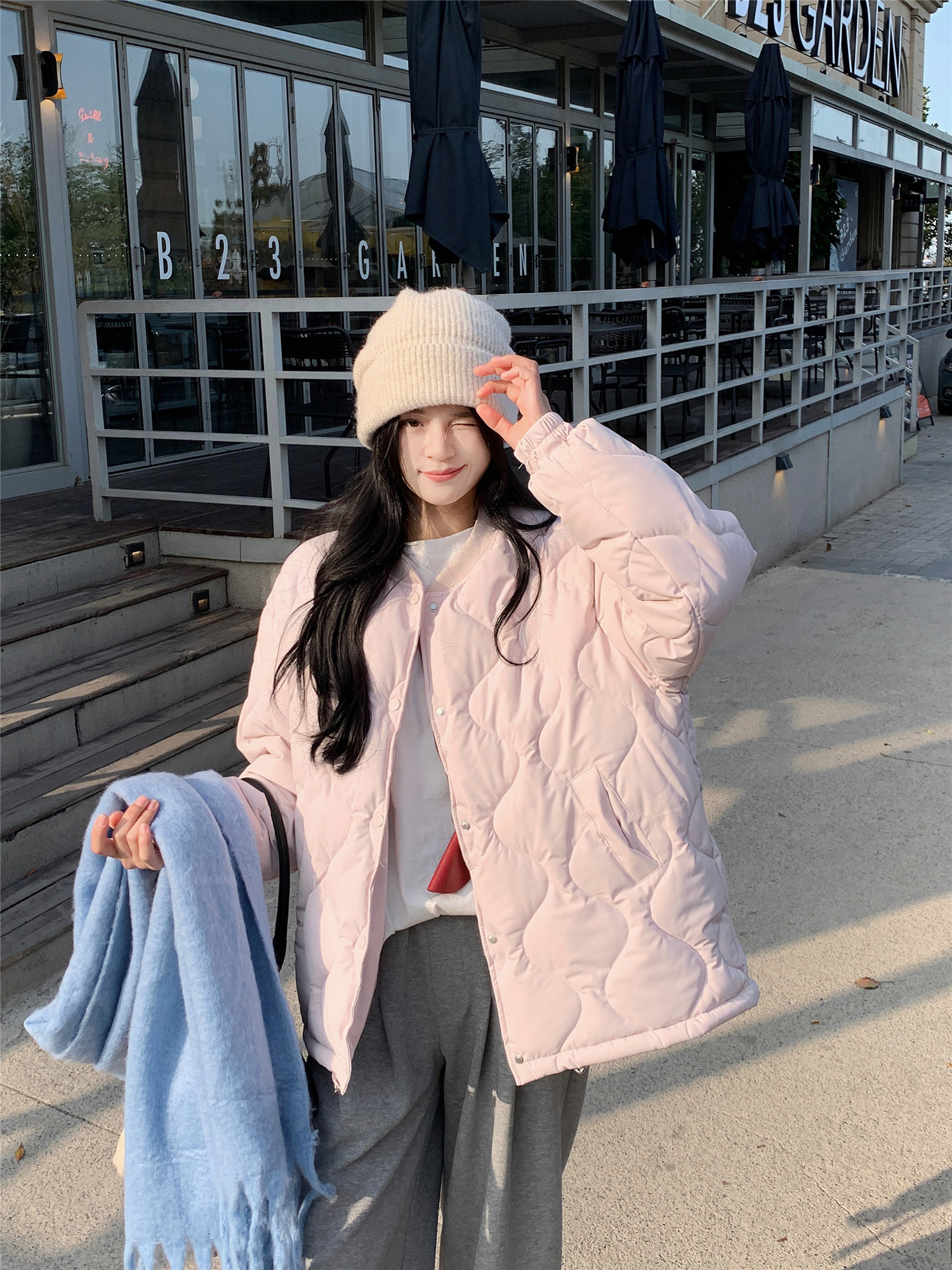 Real shot~Light Purple Diamond Cotton Clothes Women's 2024 Winter New Loose Small Jacket